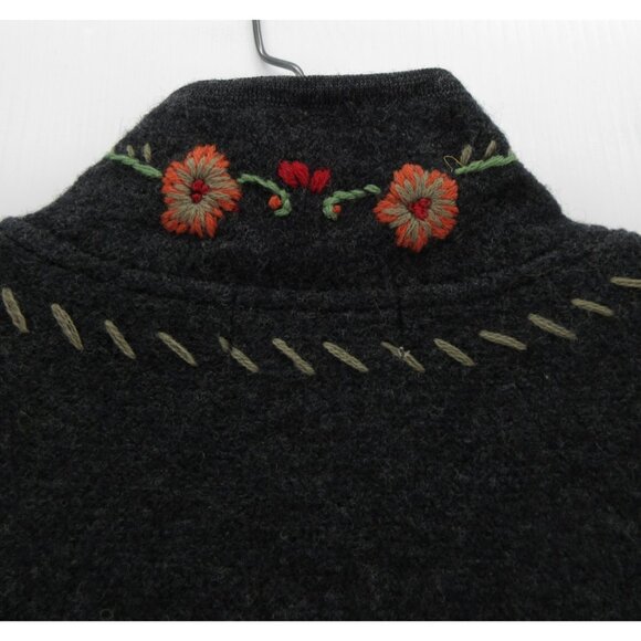Norm Thompson Sweater Medium Wool Vest Cardigan Embroidered Toggle - Picture 8 of 10